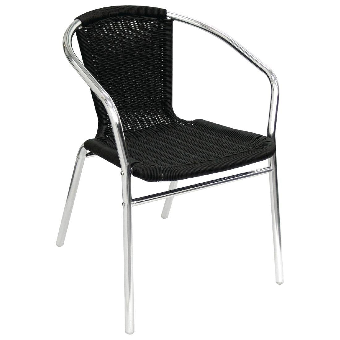 Bolero Black Wicker Chair with Aluminium Frame (Pack 4) - U507