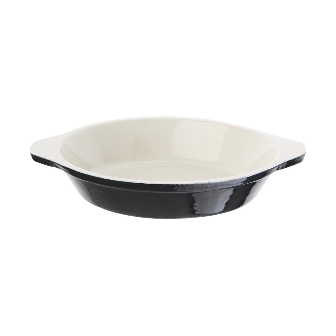 Vogue Black Round Cast Iron Gratin Dish 400ml - U561