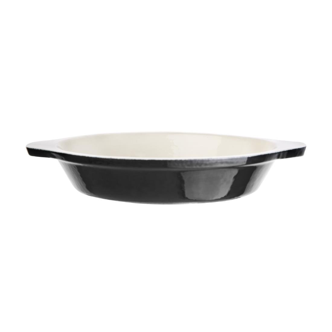 Vogue Black Round Cast Iron Gratin Dish 400ml - U561